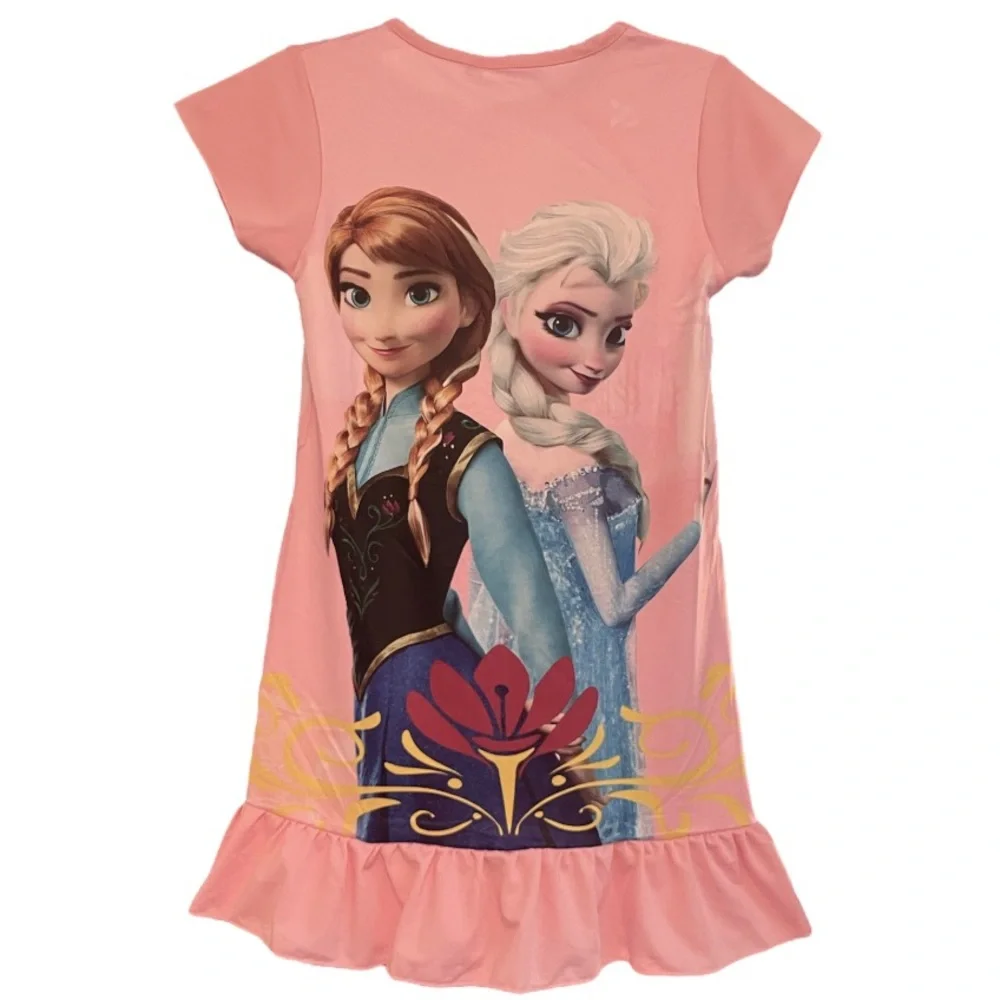Princess Nightgown Frozen Elsa & Ana Silk Fairytale Disney Princess Pajamas Pink